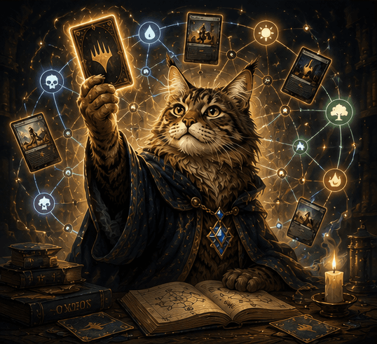 The Fifth Tutor logo — a tabby wizard cat with arcane cards